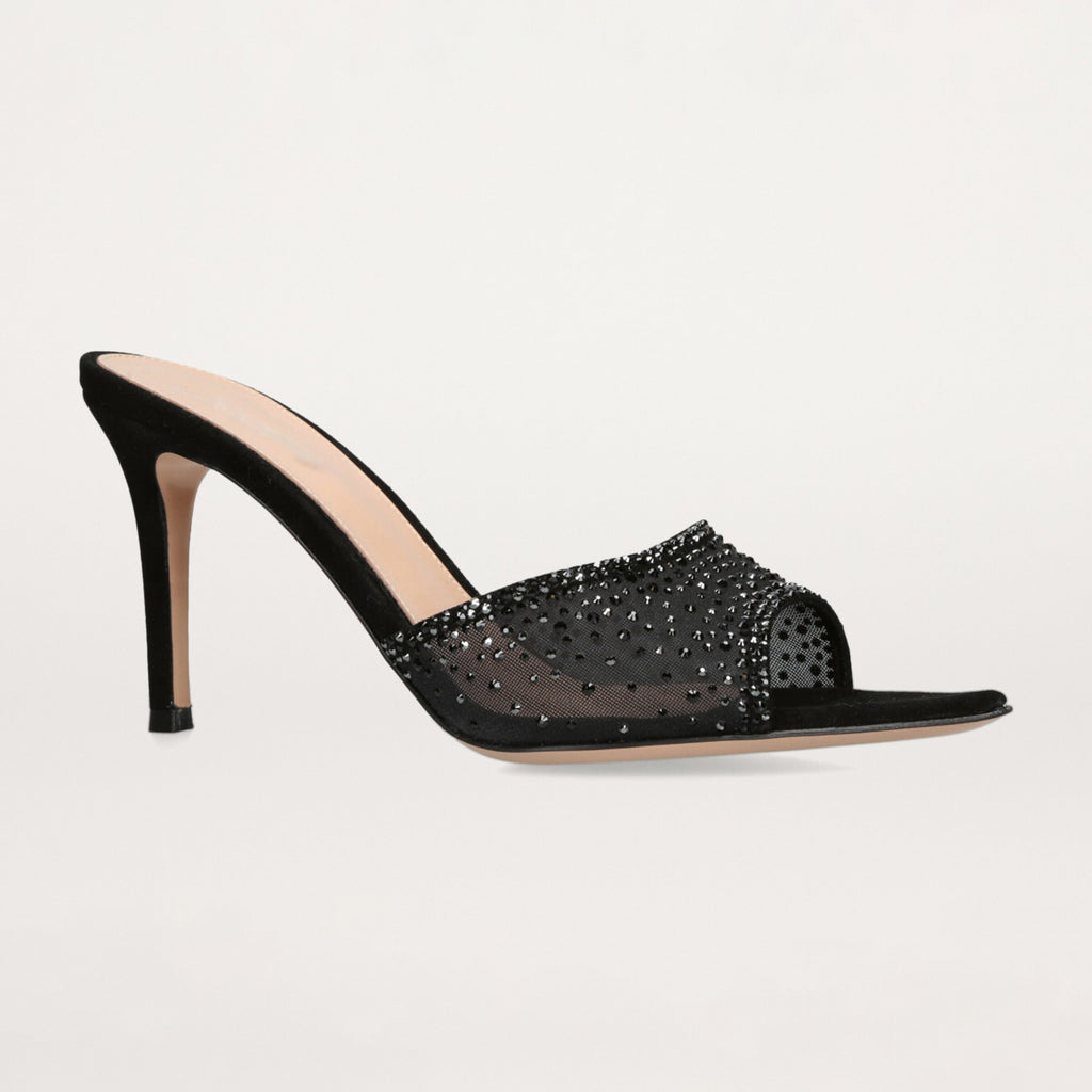 Ladies' Rhinestone Mesh Peep-Toe Mules
