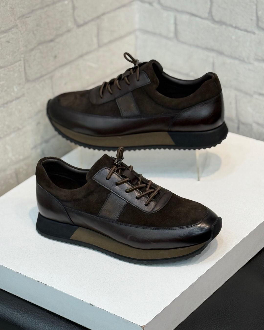 Men's Suede Leather Platform Sneakers