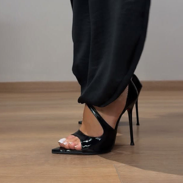 Ladies' Patent Leather Ankle-Strap Red Sole Stiletto Heels