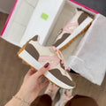 Ladies' Retro Color-Block Lace-Up Sneakers