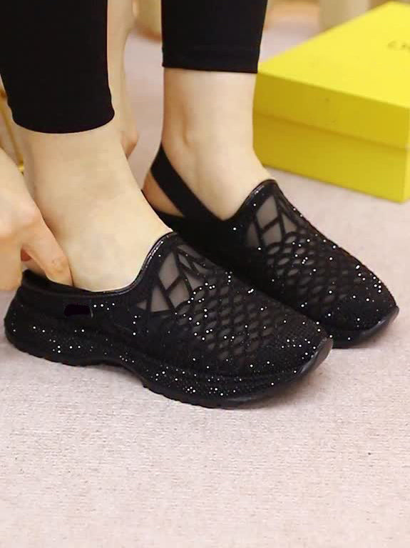 Ladies' Mesh Rhinestone Convertible Slingback Walking Shoes