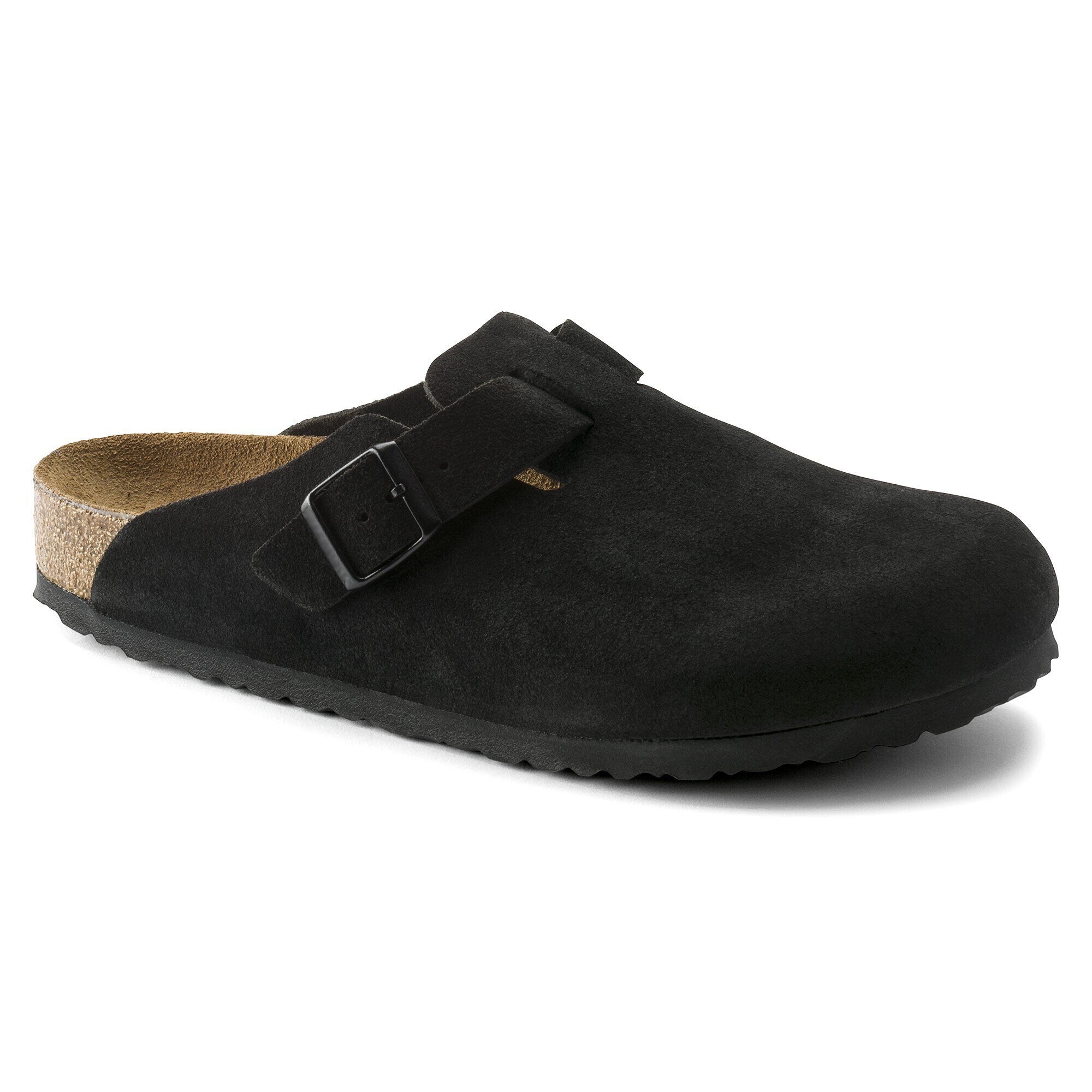 Ladies' Suede Clog Mules with Cork Footbed