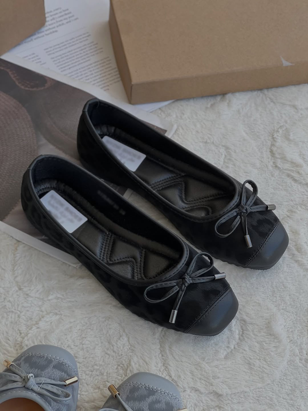 Ladies' Cap-Toe Bow-Embellished Ballerina Flats