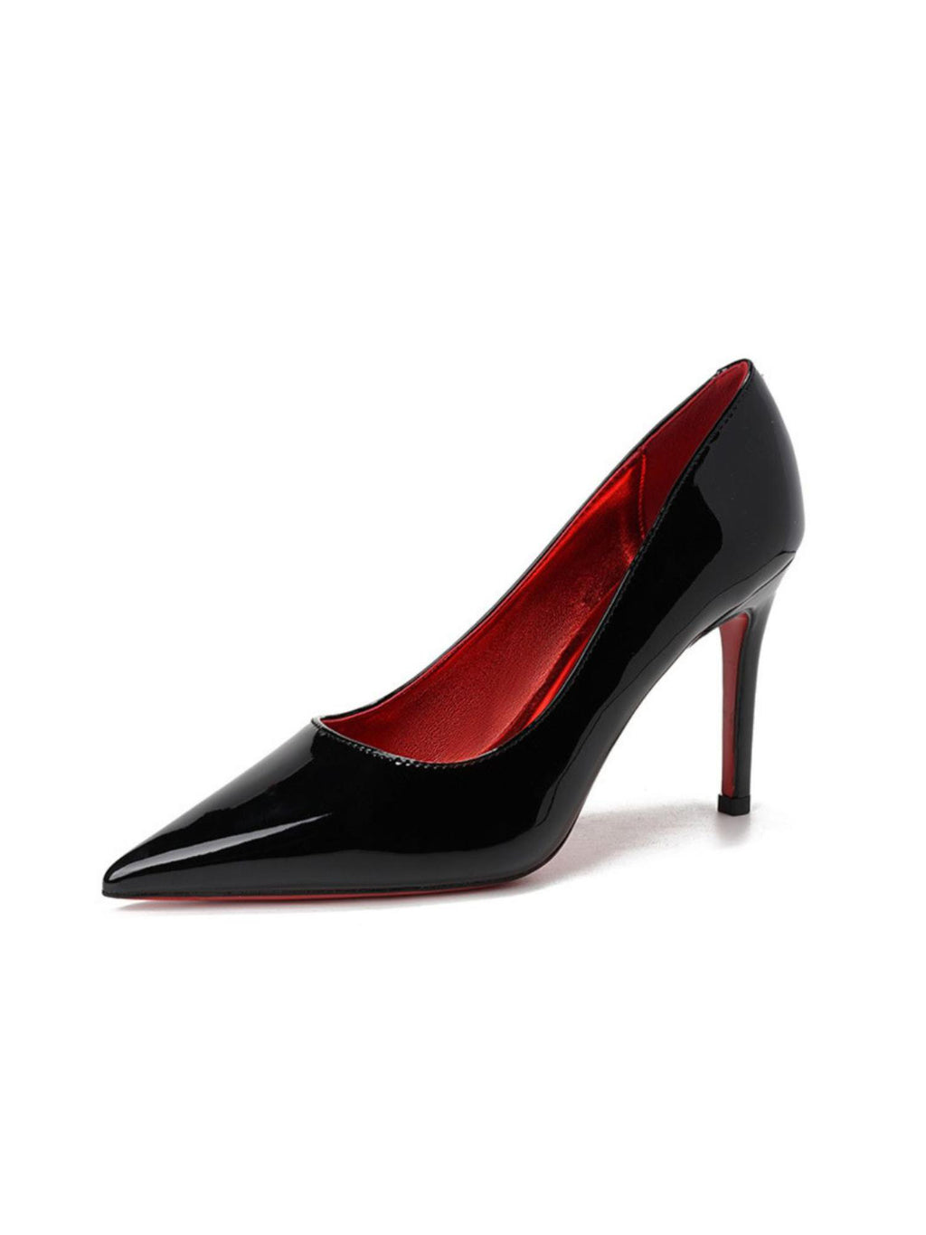 Black Patent Leather Pointed Toe Red Sole High Heels