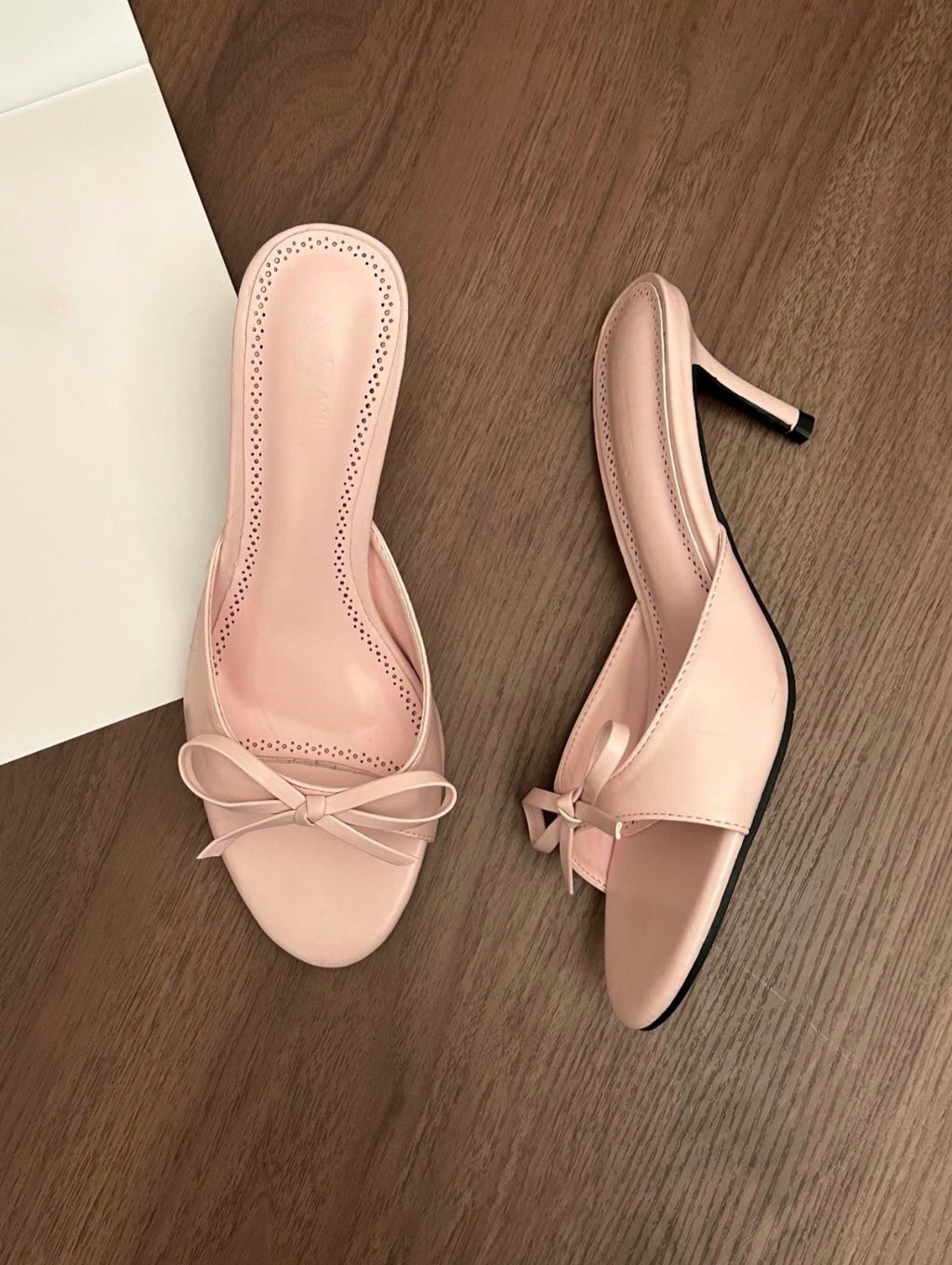 Ladies' Bow Detail Open-Toe Stiletto Heel Mules