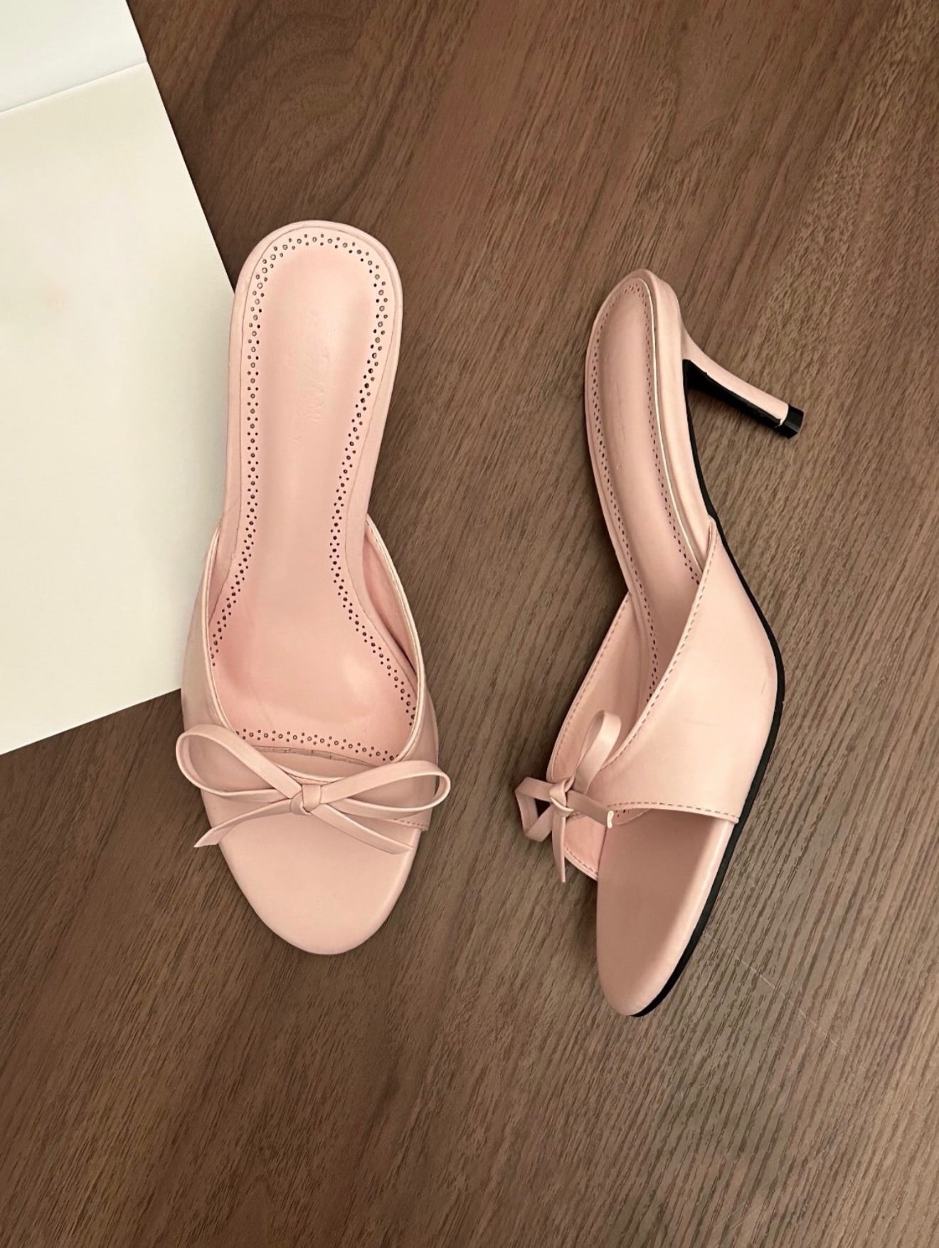 Ladies' Bow Detail Open-Toe Stiletto Heel Mules