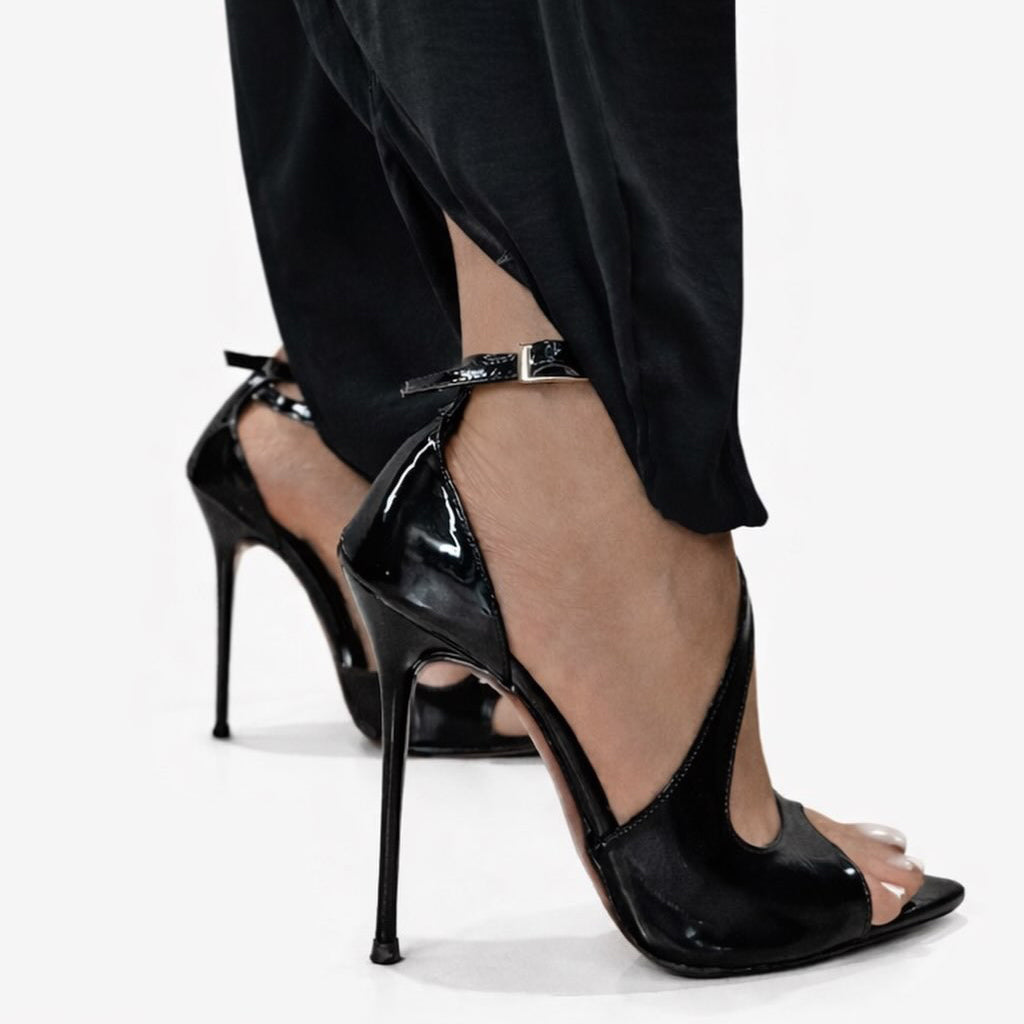 Ladies' Patent Leather Ankle-Strap Red Sole Stiletto Heels