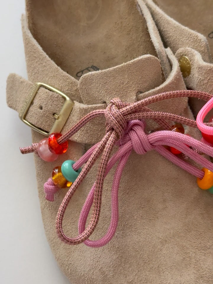 Women's Beaded Lace-Up Suede Clogs