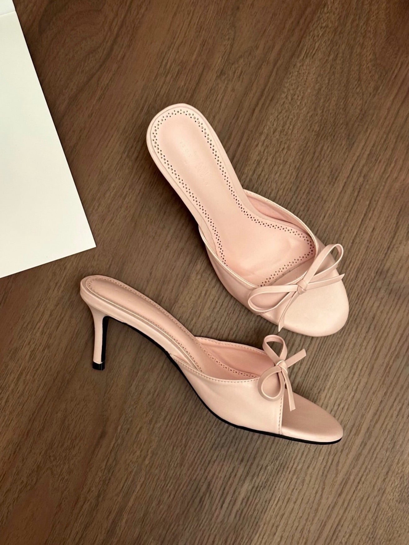 Ladies' Bow Detail Open-Toe Stiletto Heel Mules