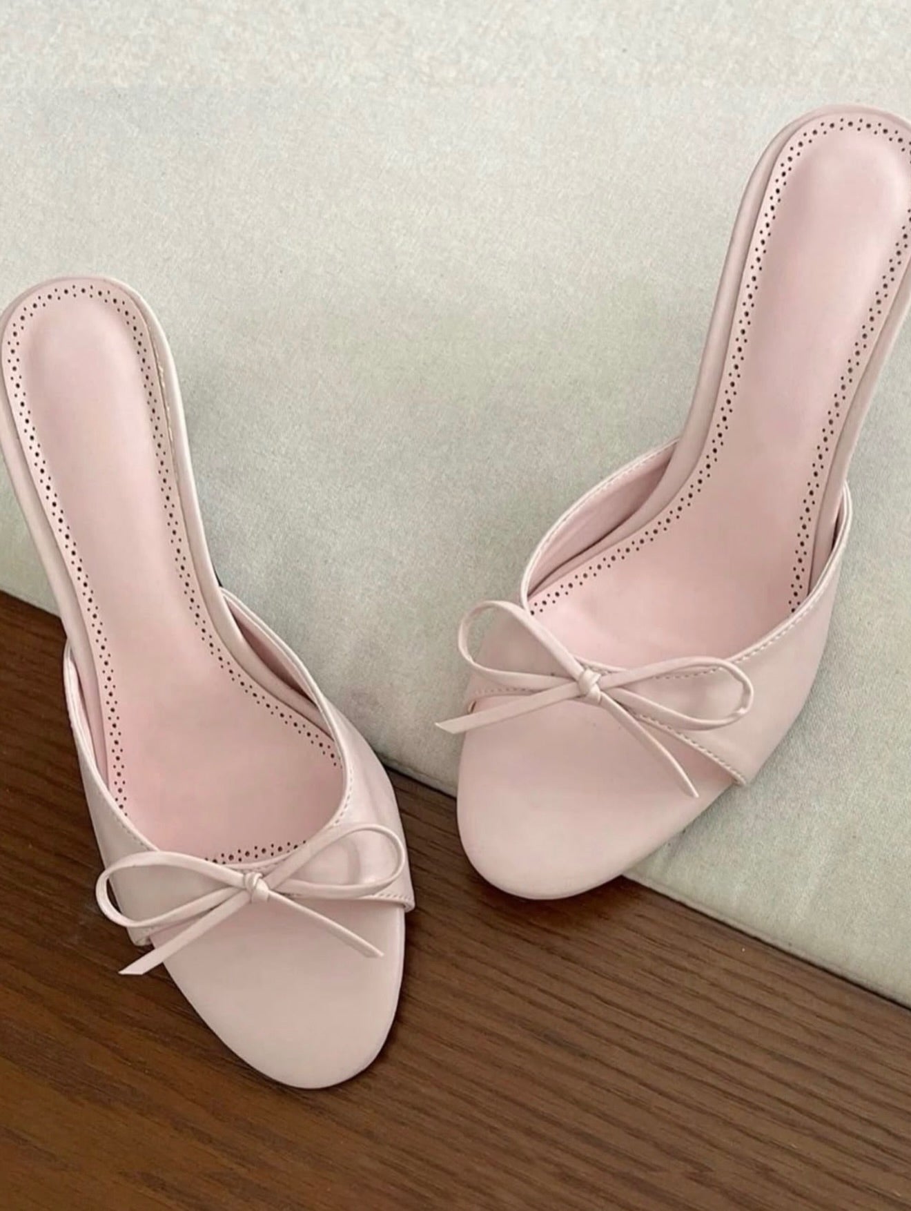 Ladies' Bow Detail Open-Toe Stiletto Heel Mules