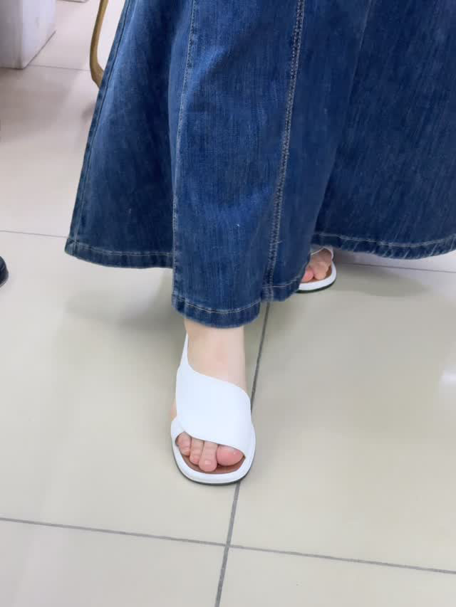 Ladies' Asymmetrical Cutout Flat Slide Sandals