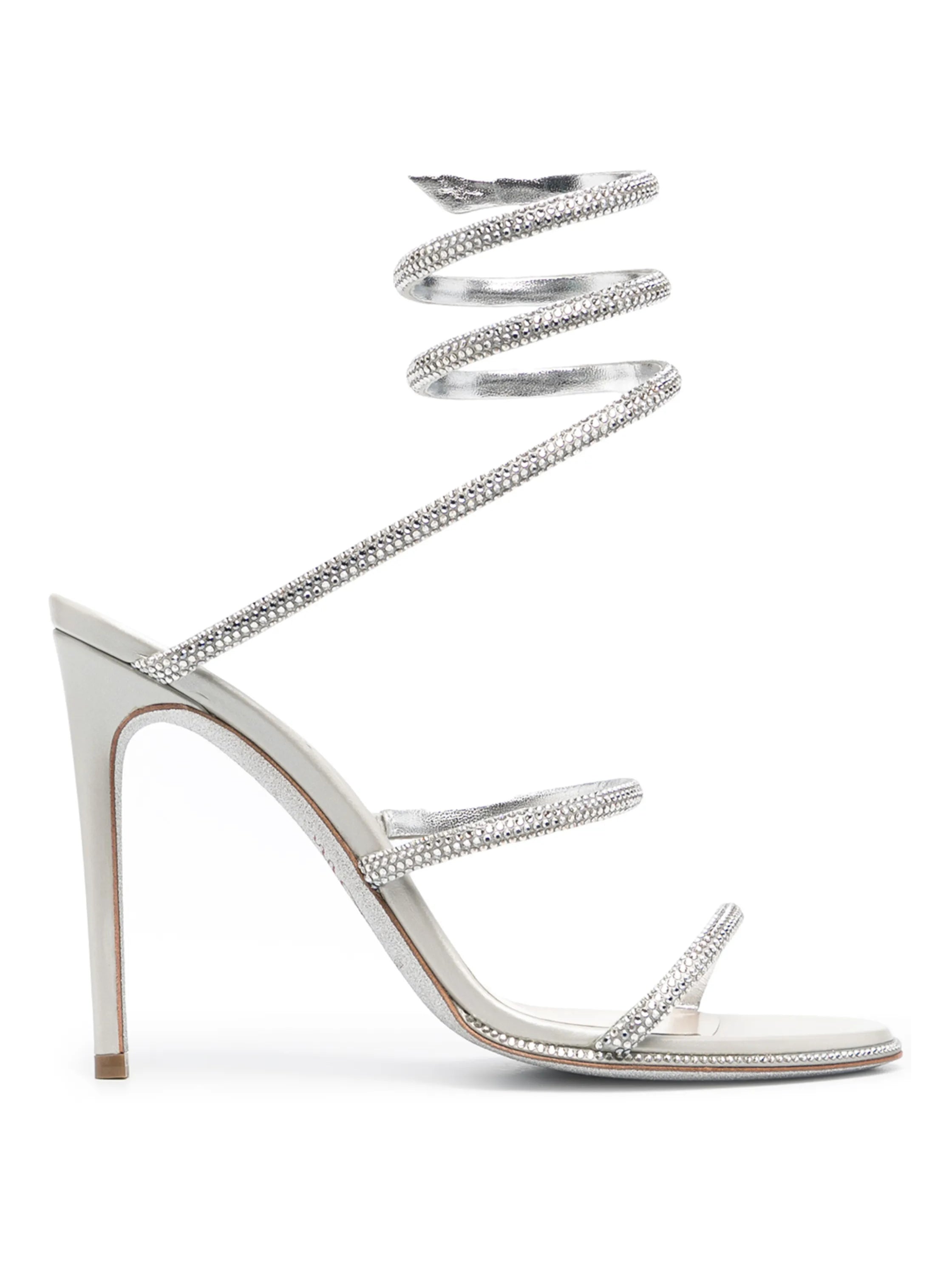 Snake Wrap Full Rhinestone Ankle Strap Stiletto Sandals