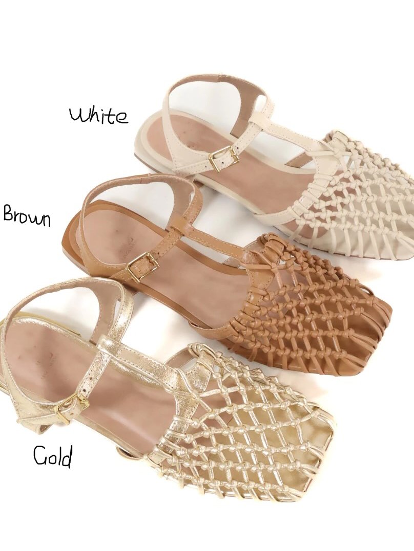 Ladies' Woven Mesh T-Strap Flat Sandals