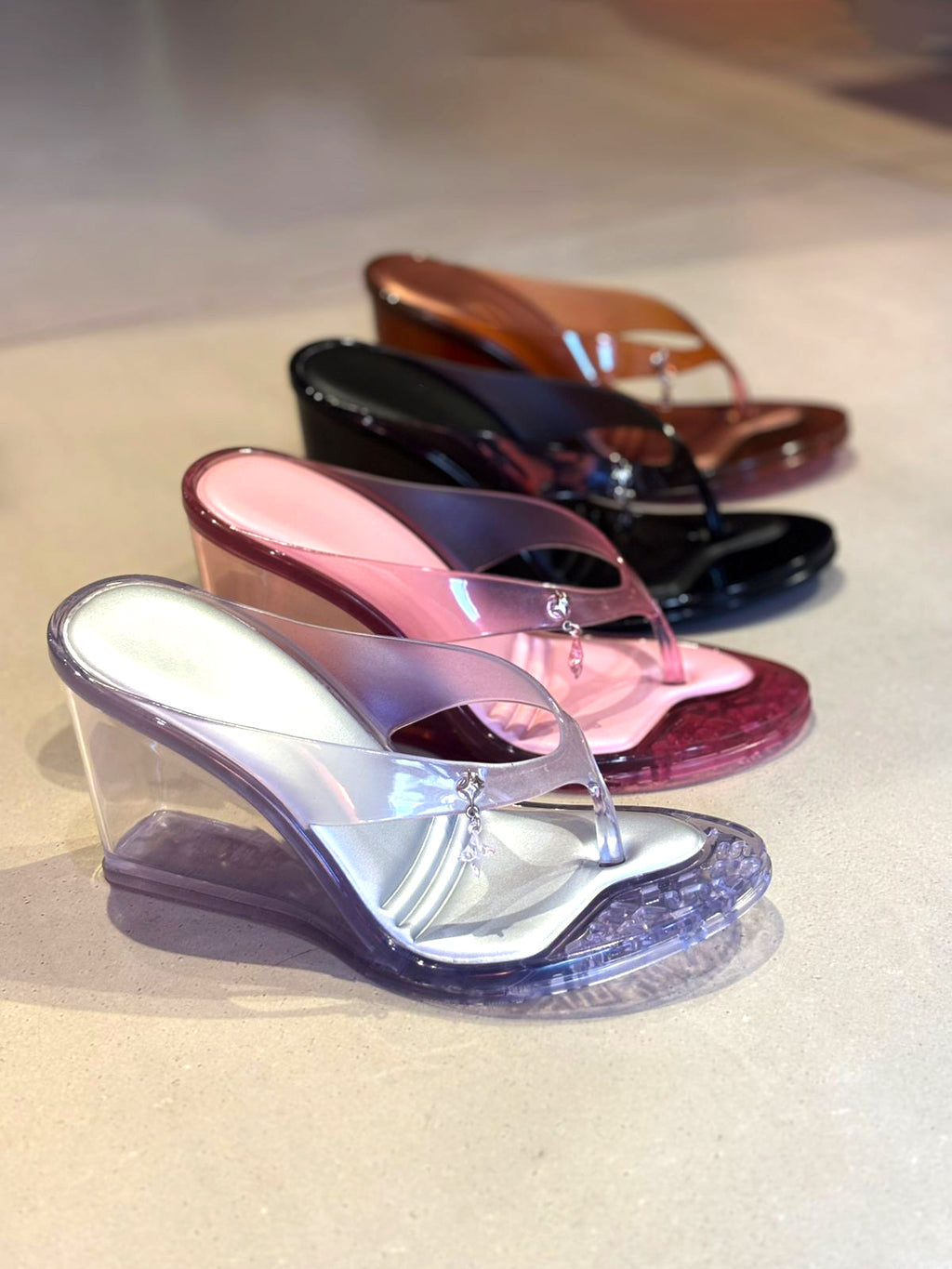 Women's Transparent Jelly Wedge Flip-Flop Sandals