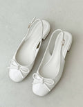 Ladies' Patent Leather Bow Slingback Block Heel Flats