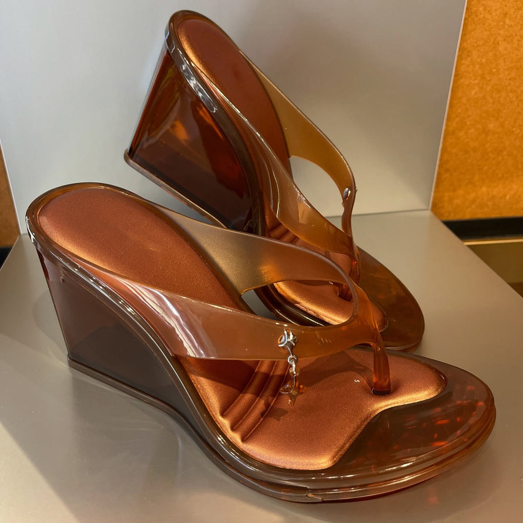 Women's Transparent Jelly Wedge Flip-Flop Sandals
