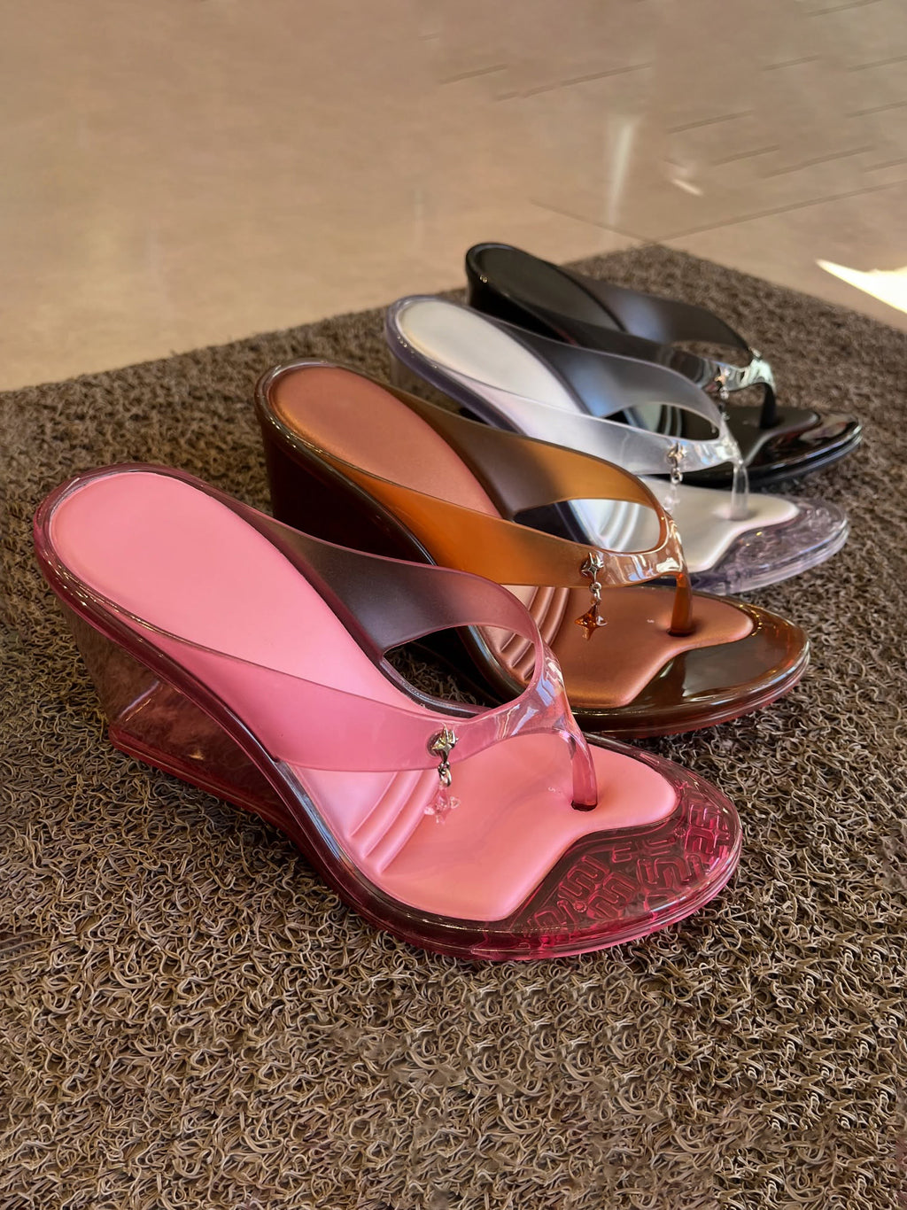 Women's Transparent Jelly Wedge Flip-Flop Sandals