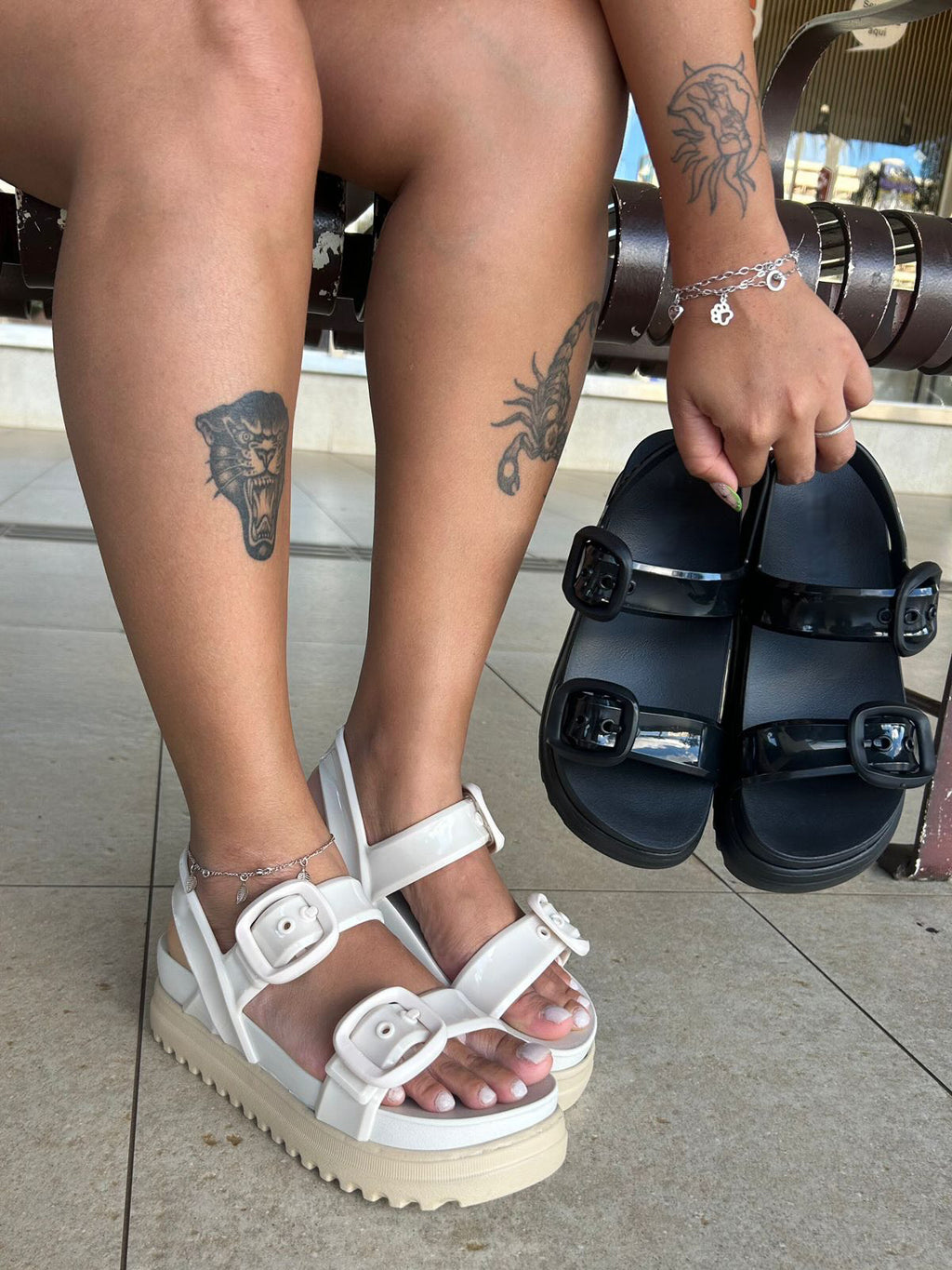 Women's Adjustable Buckle Jelly Platform Sandals