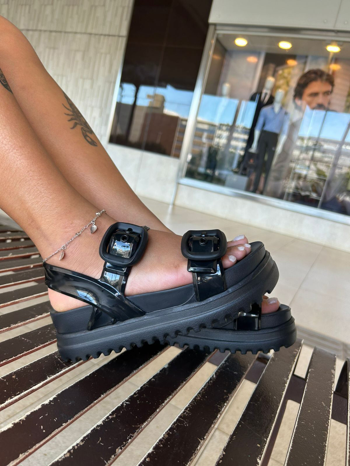 Women's Adjustable Buckle Jelly Platform Sandals