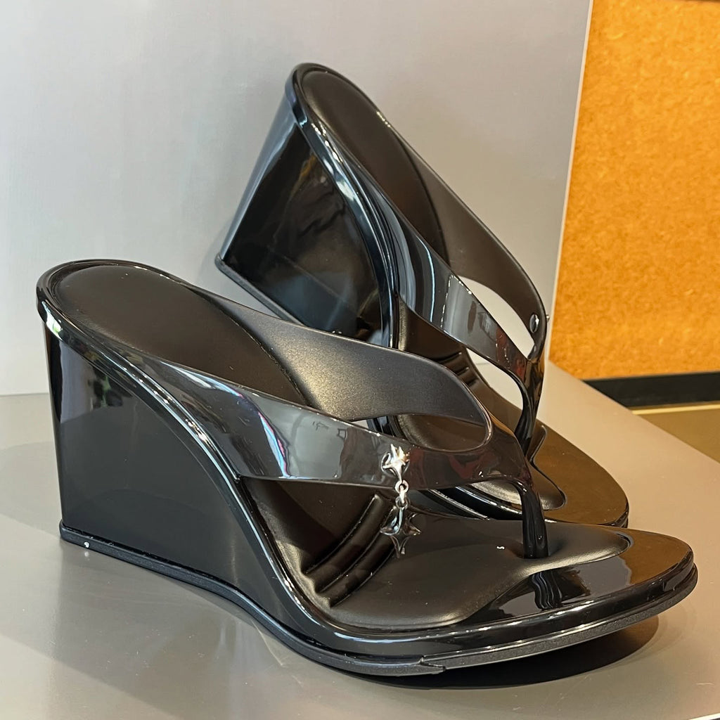 Women's Transparent Jelly Wedge Flip-Flop Sandals