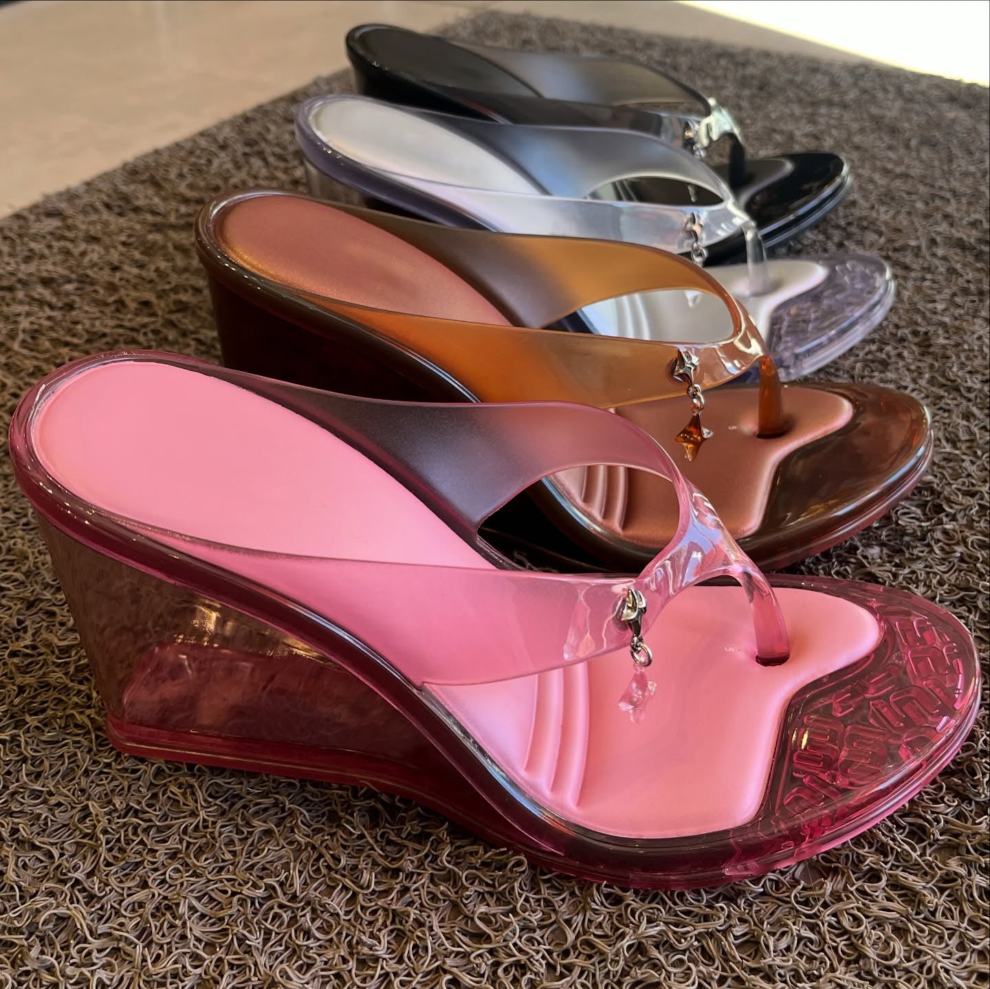 Women's Transparent Jelly Wedge Flip-Flop Sandals