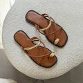 Ladies' Metal Accent Toe-Loop Slide Sandals