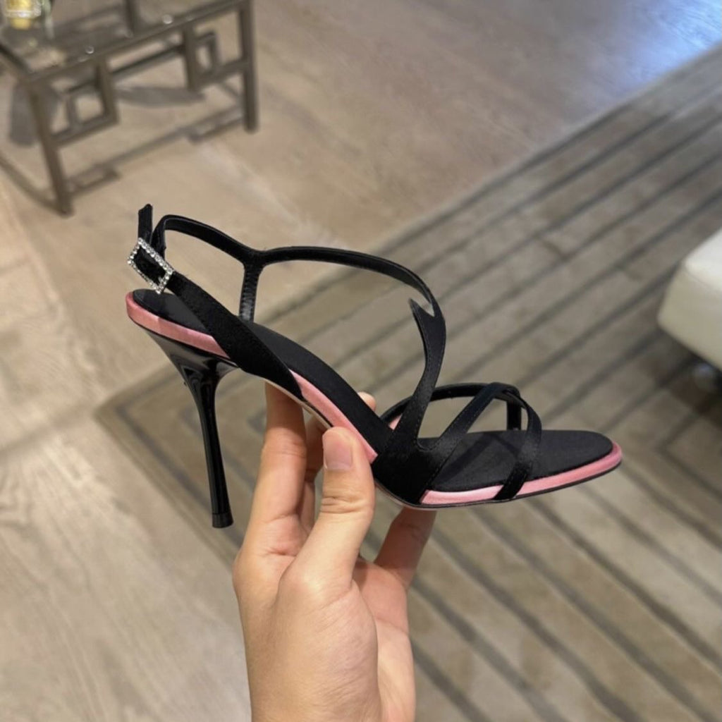 Ladies' Satin Crisscross Strappy Stiletto Heel Sandals