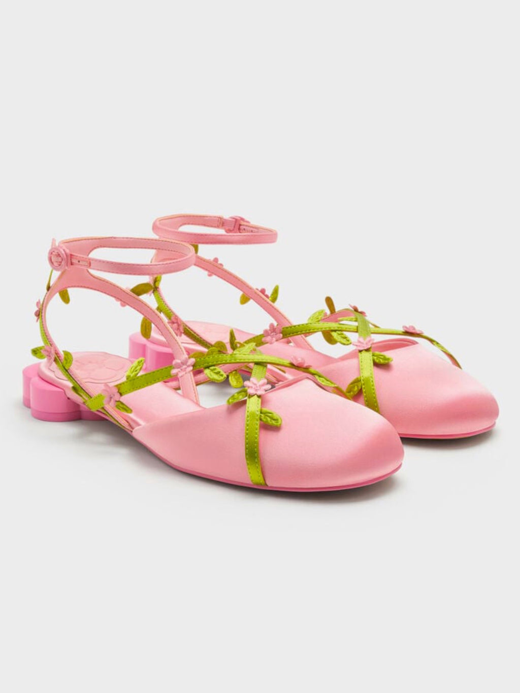 Women's Floral Vine Satin Mary Jane Sandals