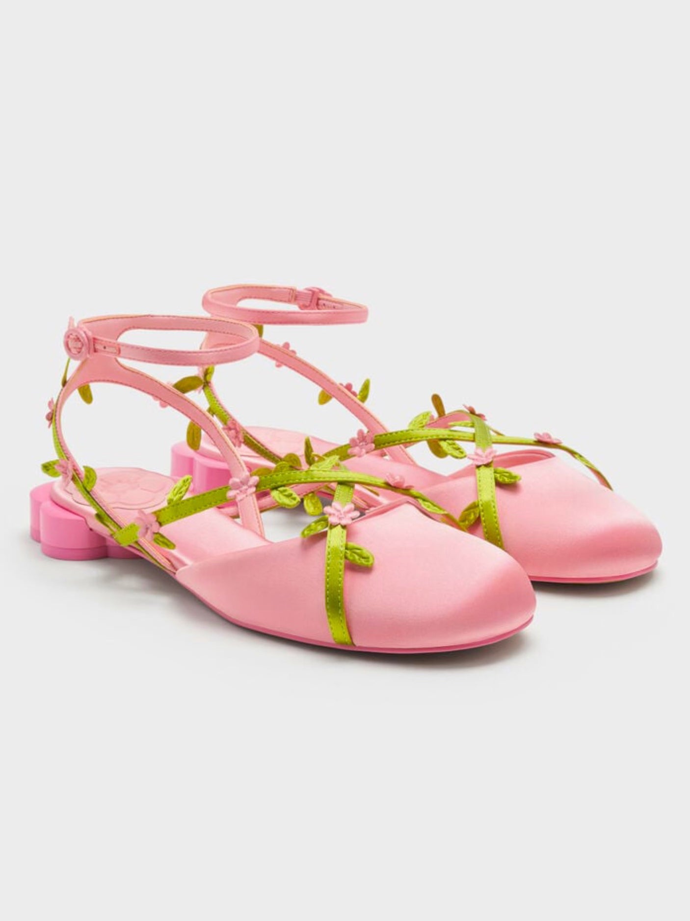 Women's Floral Vine Satin Mary Jane Sandals
