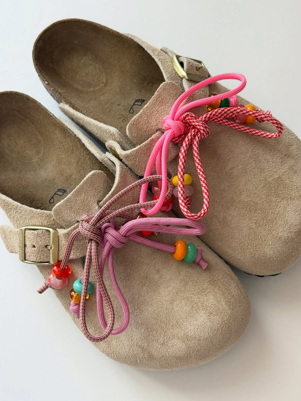 Women's Beaded Lace-Up Suede Clogs
