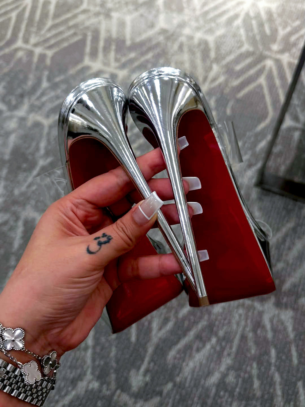 Ladies' Metallic Silver Platform Stiletto Sandals