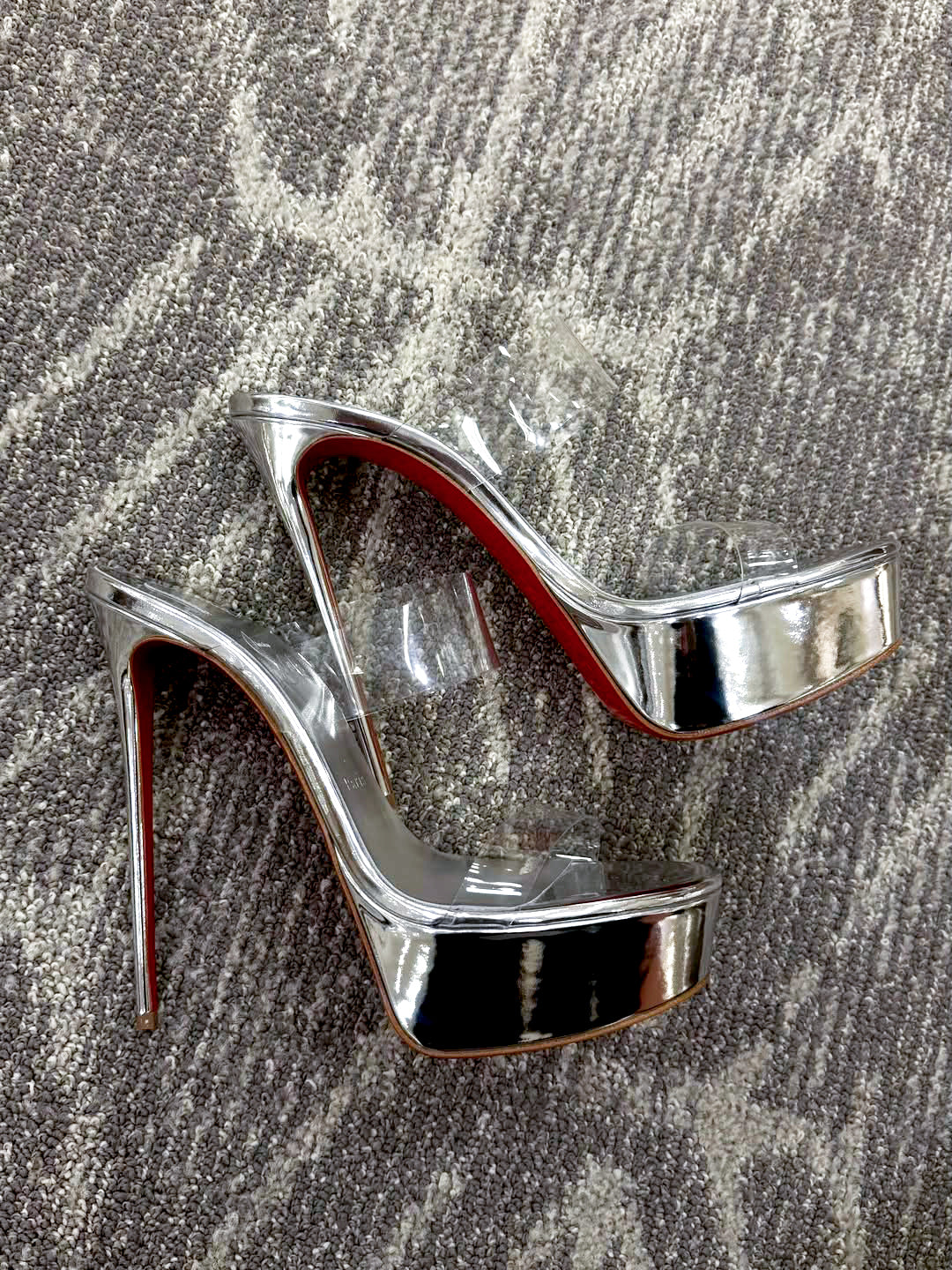 Ladies' Metallic Silver Platform Stiletto Sandals