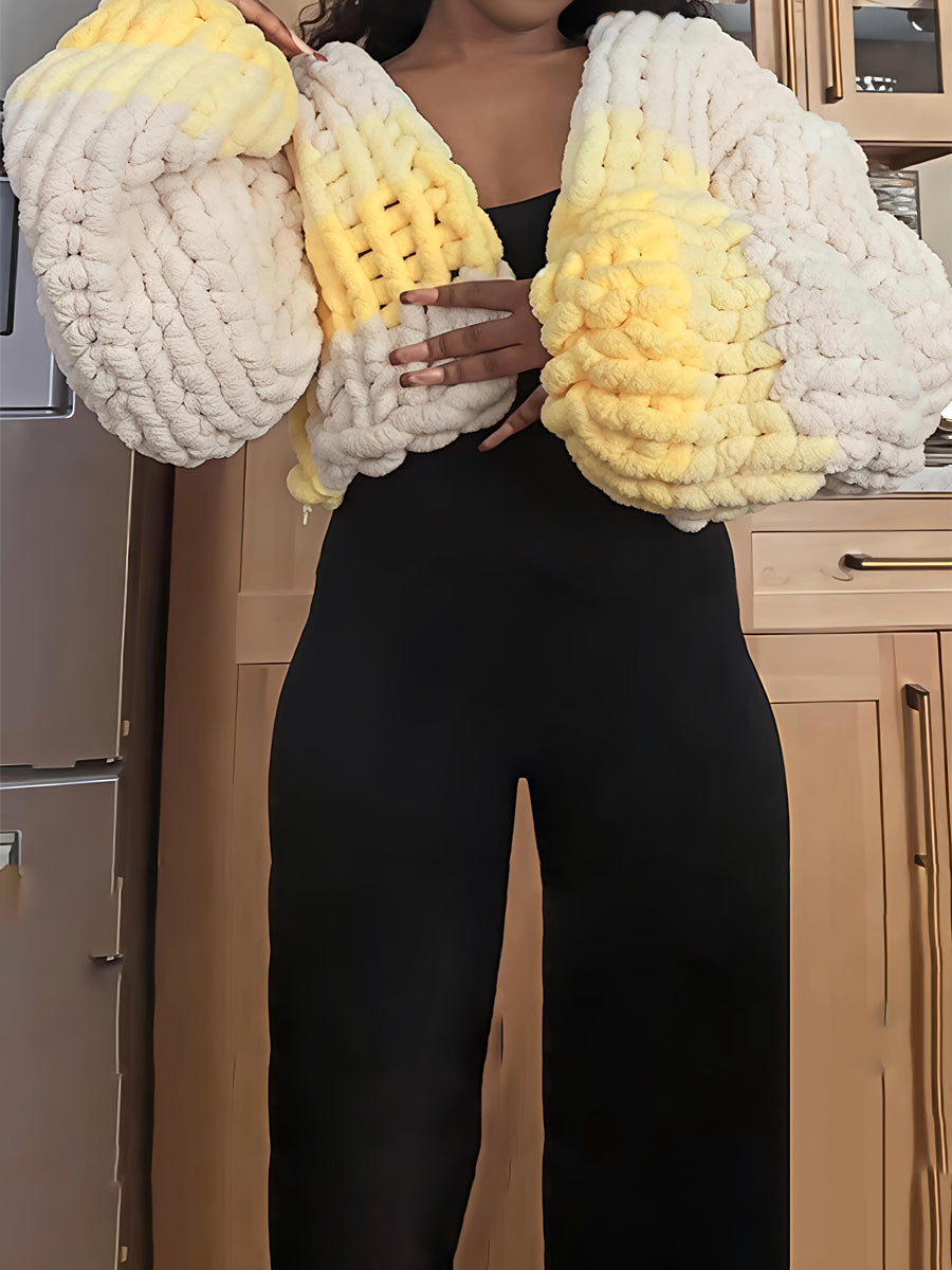 Knitted Cropped Cardigan (No Hood)