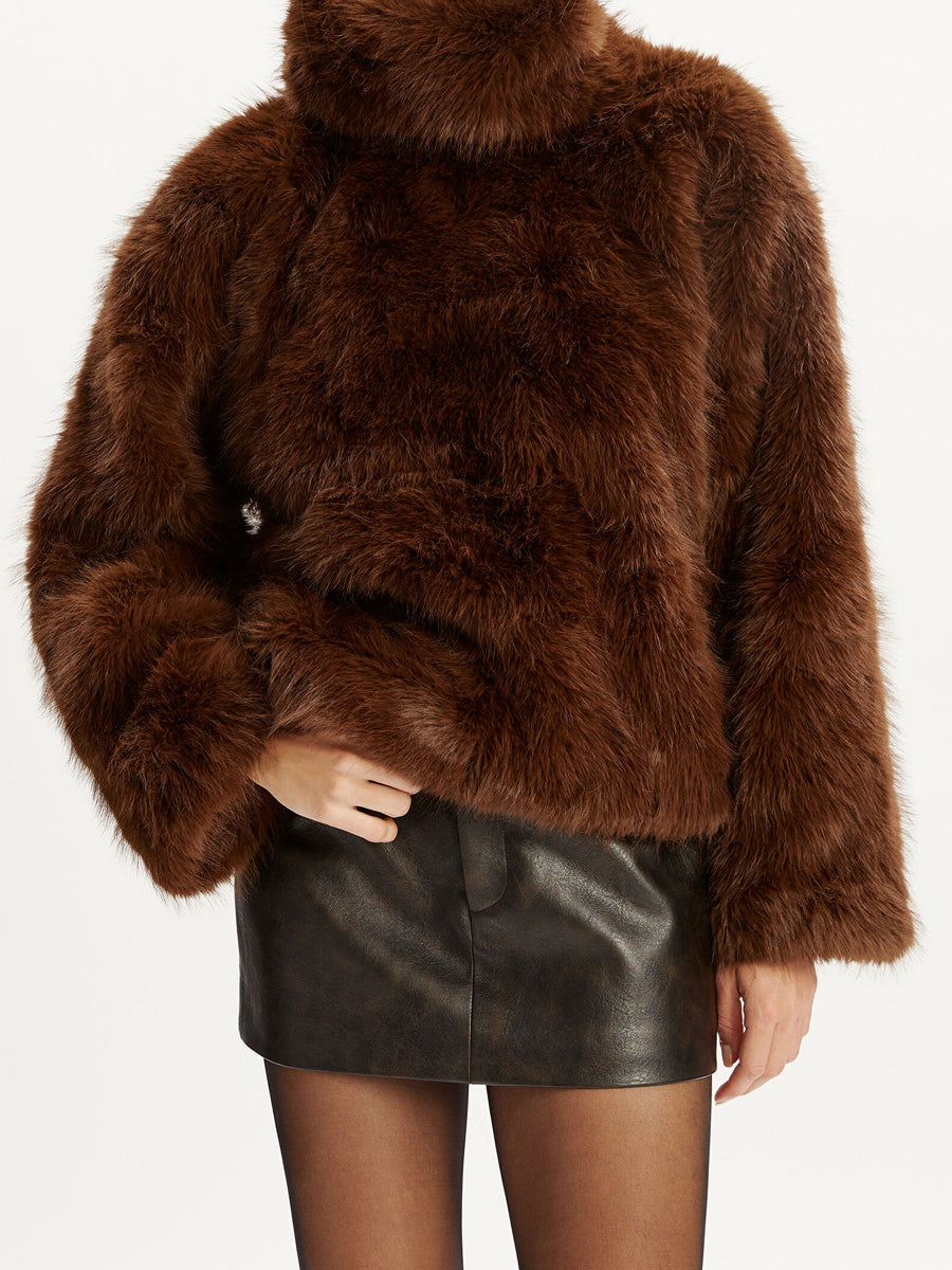 Faux Fur Cropped Pullover Jacket