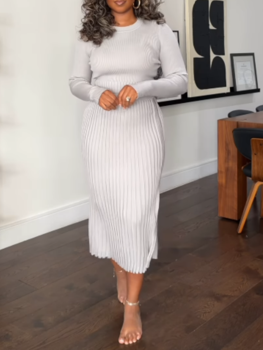 Knitted Split Skirt Set