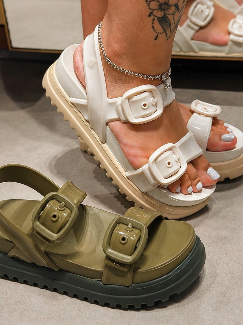 Women's Adjustable Buckle Jelly Platform Sandals