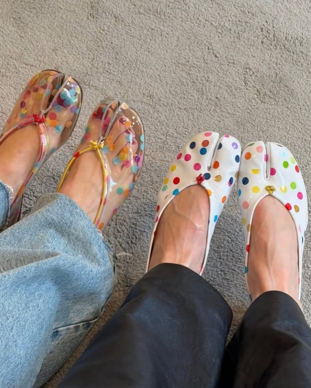 Women's Colorful Polka Dot Split-Toe Flats