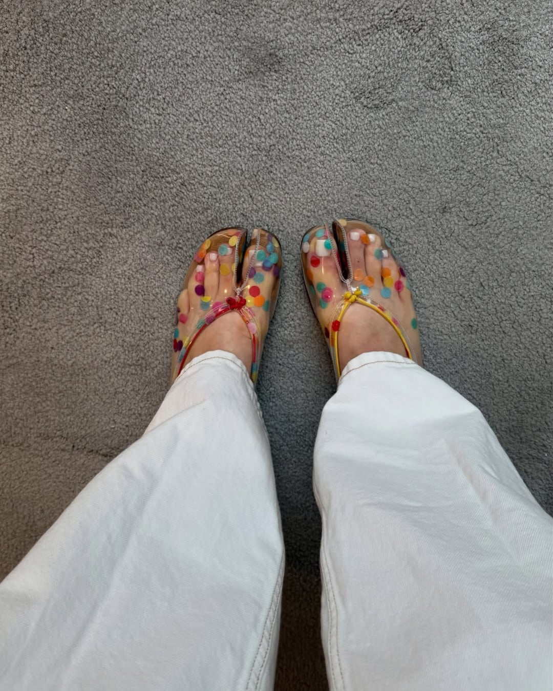 Women's Colorful Polka Dot Split-Toe Flats