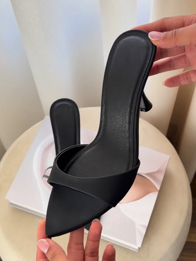 Women's Minimalist Pointed Toe Stiletto Heel Mule Sandals