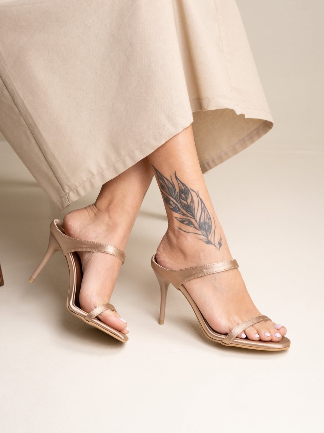 Women's Satin Two-Strap Stiletto Mule Sandals