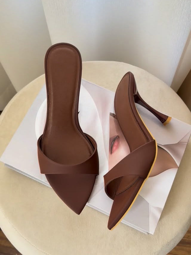 Women's Minimalist Pointed Toe Stiletto Heel Mule Sandals