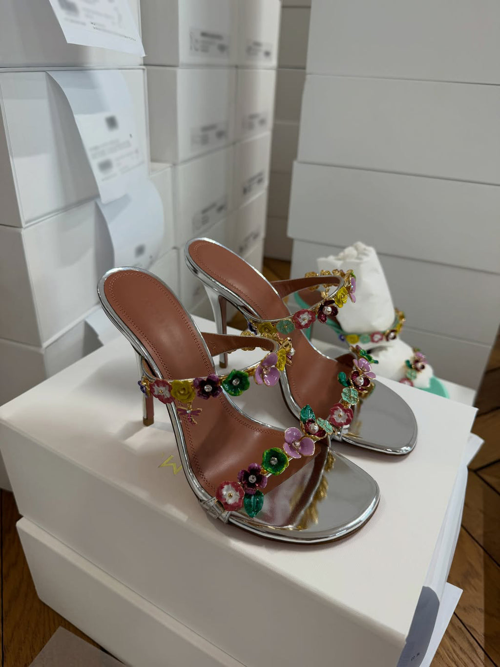 Women's Metallic Floral-Embellished Stiletto Mules