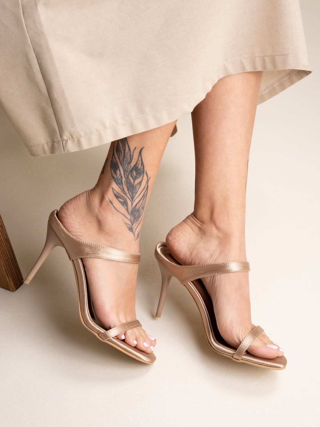 Women's Satin Two-Strap Stiletto Mule Sandals