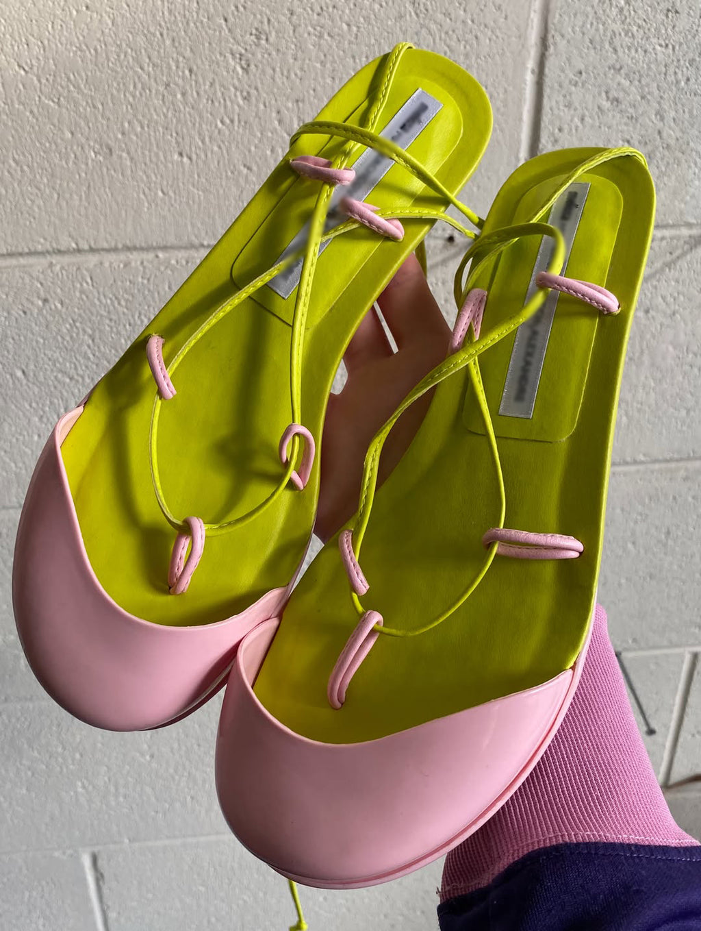 Color Block Round-Toe Lace-Up Kitten Heel Sandals