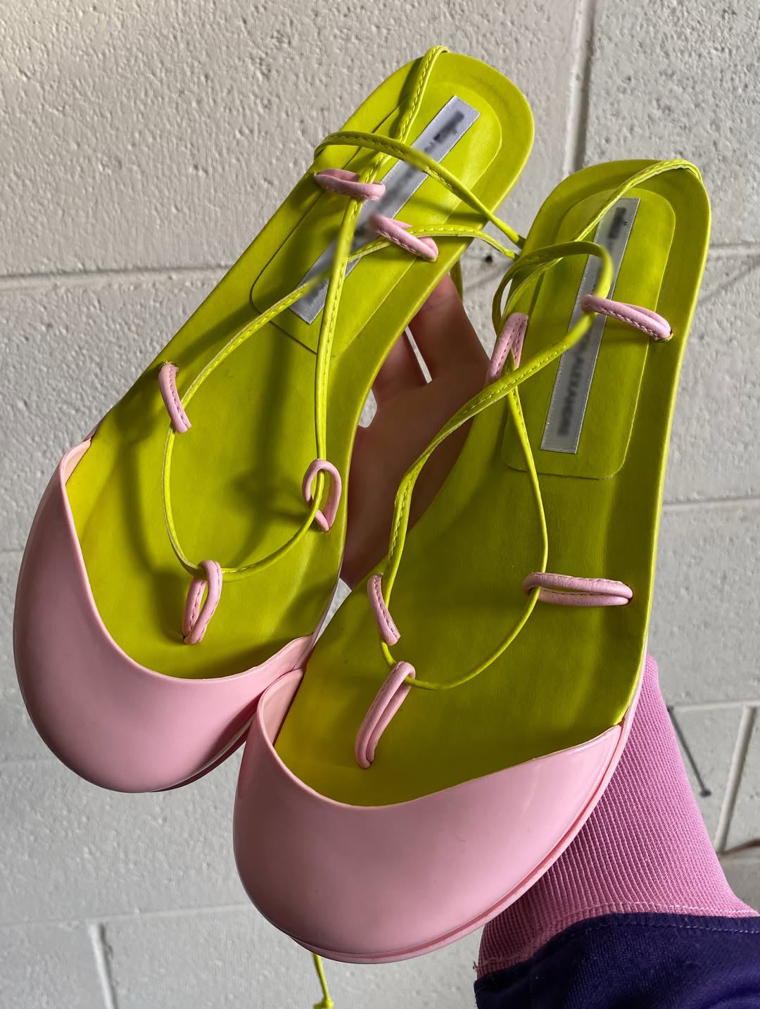 Color Block Round-Toe Lace-Up Kitten Heel Sandals