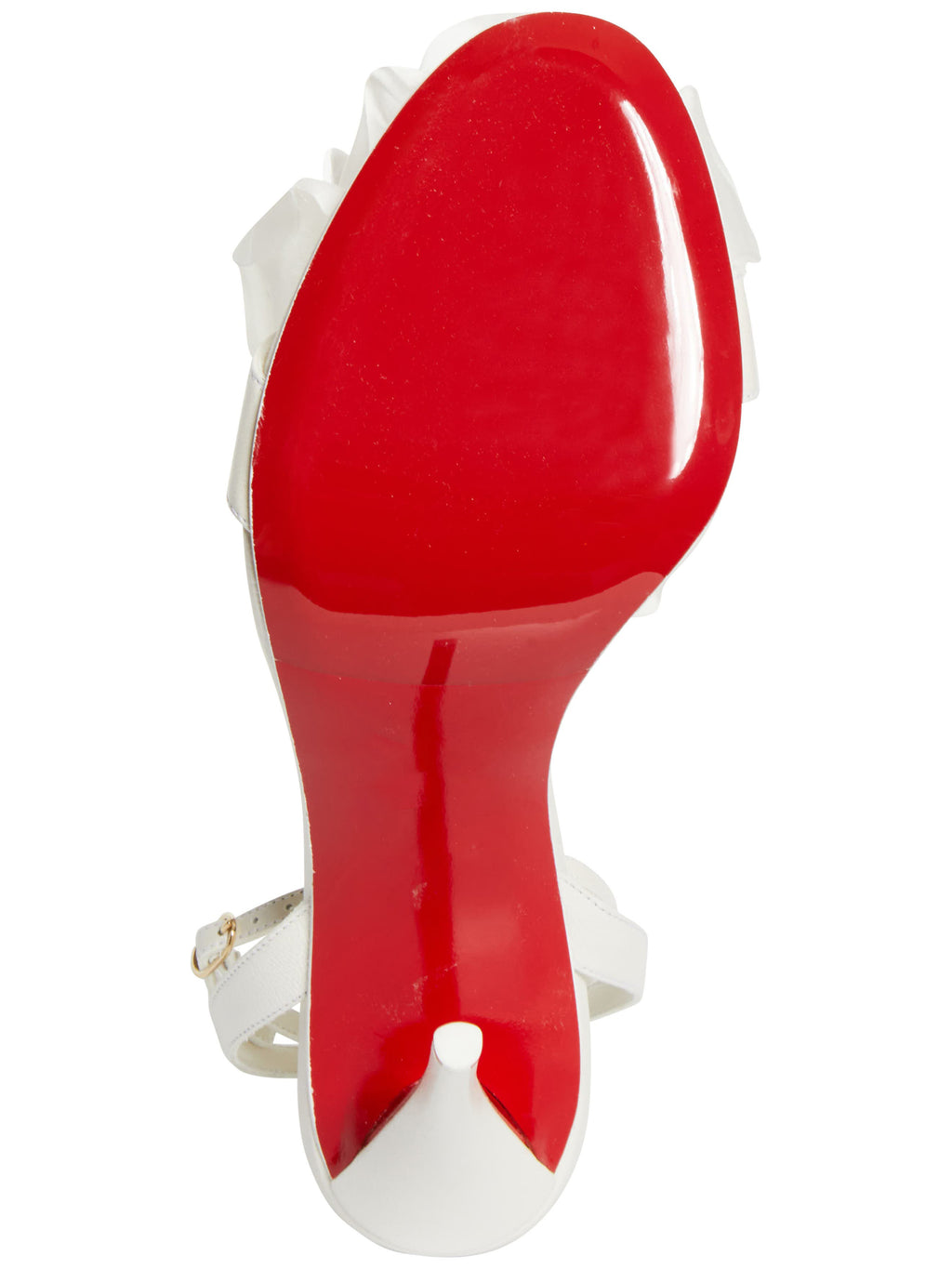 Ladies' White Satin Rose Ankle-Strap Stiletto Sandals