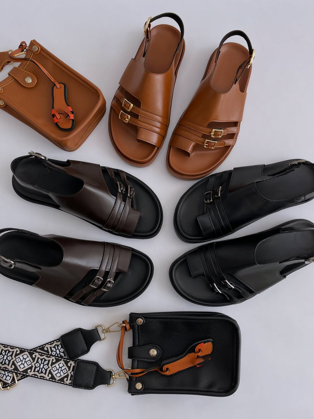 Vintage Double-Buckle Toe Loop Slingback Sandals