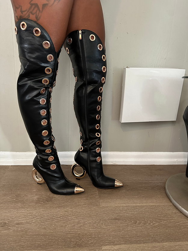 (⏰Last Day Promotion $10 OFF)-Over the Knee Boots with Silver Spherical Heels