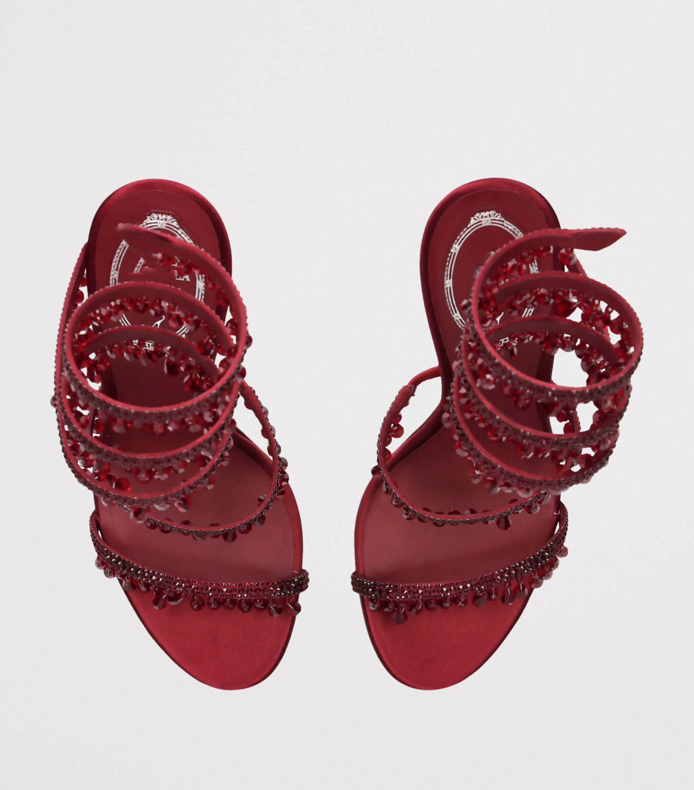 Ladies' Crystal Fringe Spiral Wrap Stiletto Sandals