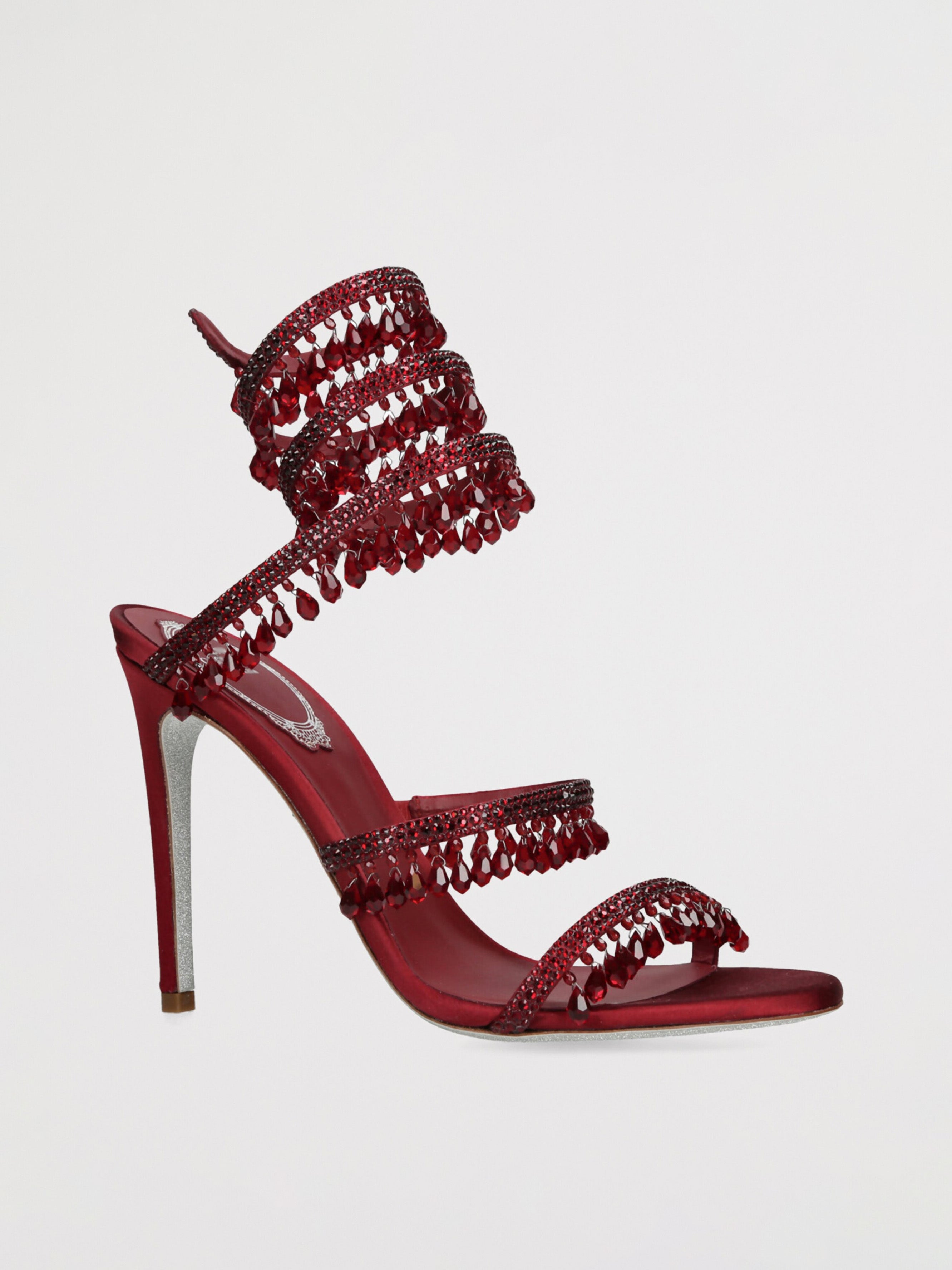 Ladies' Crystal Fringe Spiral Wrap Stiletto Sandals
